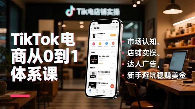 TikTok电商从0到1体系课，市场认知、店铺实操、达人广告，新手避坑稳赚美金-灼光资源宝库