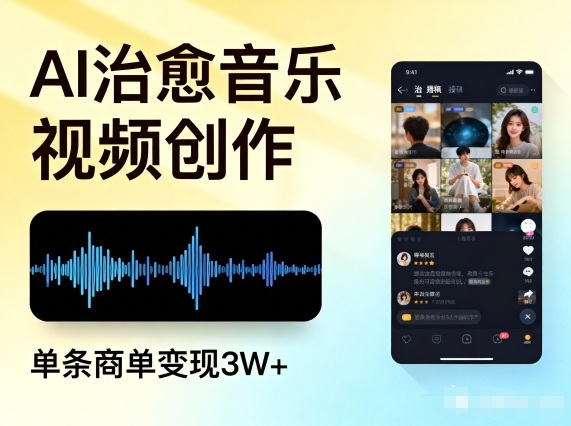 AI做治愈音乐视频，多平台投稿，单条商单变现3W+-灼光资源宝库