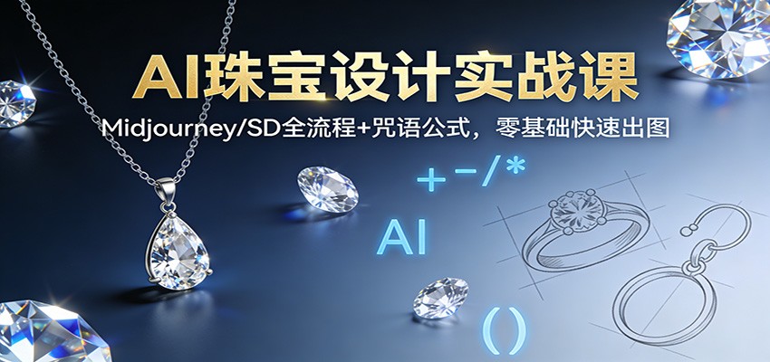 AI珠宝设计实战课:Midjourney/SD全流程+咒语公式,零基础快速出图-灼光资源宝库