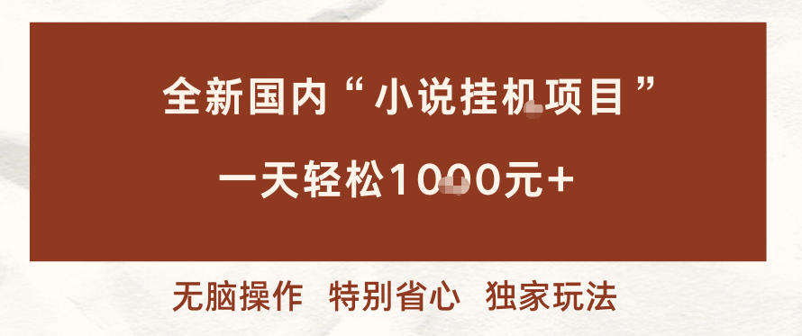 全新国内小说挂G项目，多窗口无脑跑，一天轻松1k+，特别省心【揭秘】-灼光资源宝库