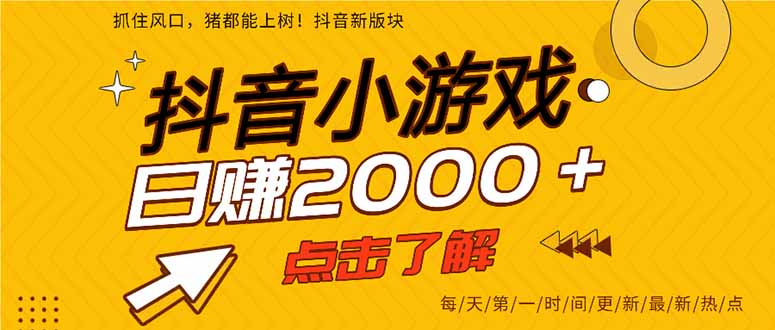 2025年爆火的抖音小游戏项目，一部手机日入2000+-灼光资源宝库