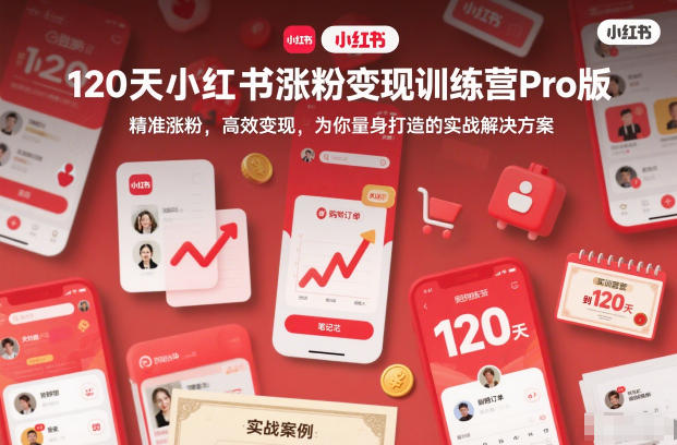 120天小红书涨粉变现训练营Pro版,精准涨粉,高效变现,为你量身打造的实战解决方案-灼光资源宝库