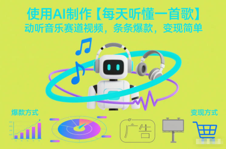 使用AI制作【每天听懂一首歌】动听音乐赛道视频，条条爆款，变现简单-灼光资源宝库