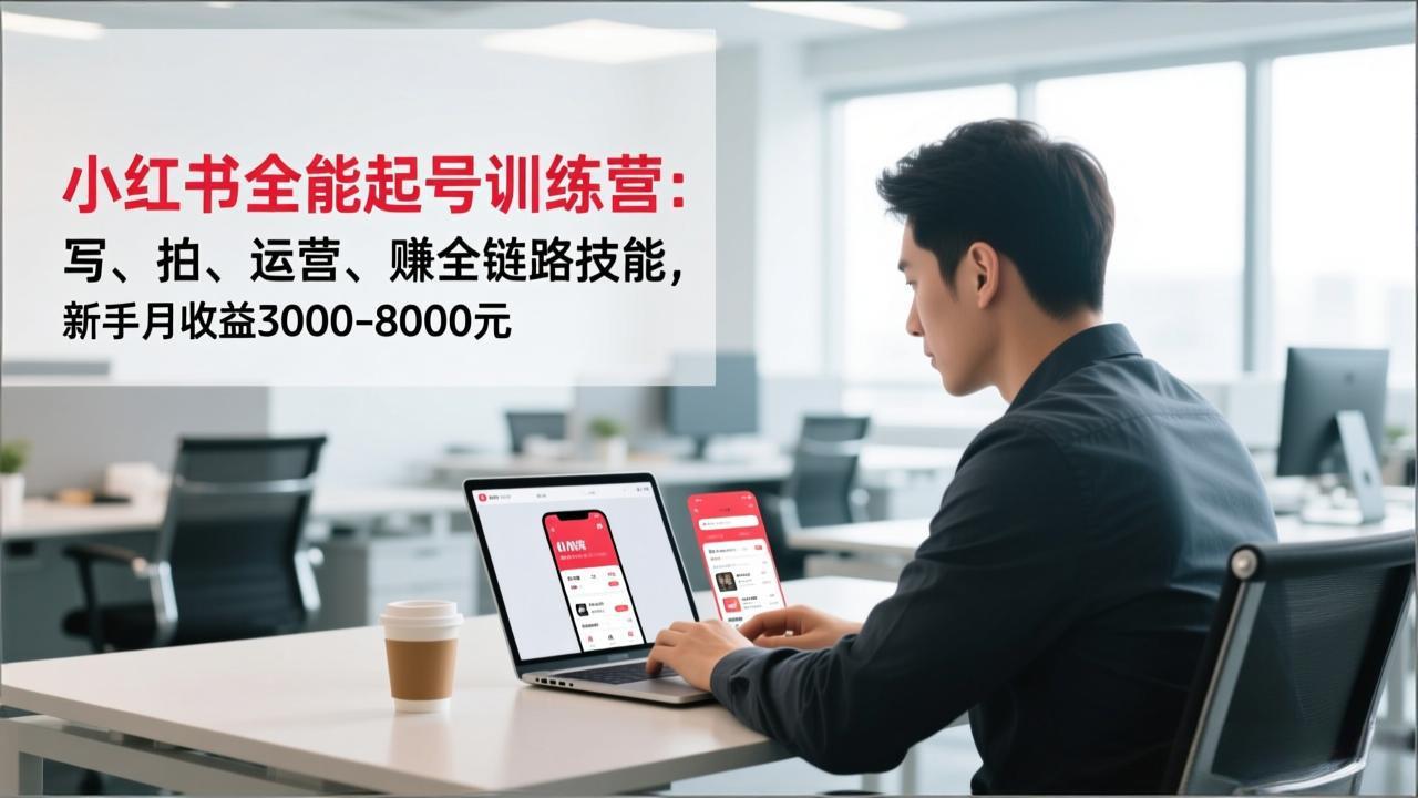 小红书全能起号训练营：写、拍、运营、赚全链路技能，新手月收益3000-8000元-灼光资源宝库