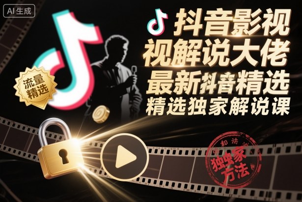 抖音影视解说大佬最新抖音进精选和独家方法，精选独家解说课(更新12月)-灼光资源宝库