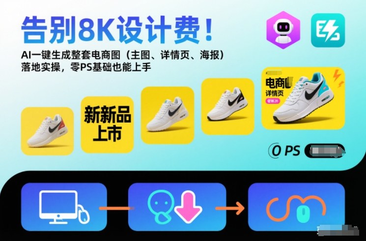 告别8K设计费！AI一键生成整套电商图(主图、详情页、海报)落地实操，零PS基础也能上手-灼光资源宝库