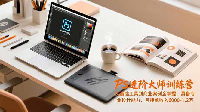 PS进阶大师训练营，从基础工具到商业案例全掌握，具备专业设计能力，月接单收入6000-1.2万-灼光资源宝库