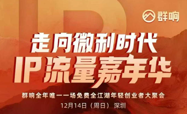 2025ip嘉年华万人12月14深圳线下课，走向微利时代，IP流量嘉年华，实操性极强的商业干货课-灼光资源宝库