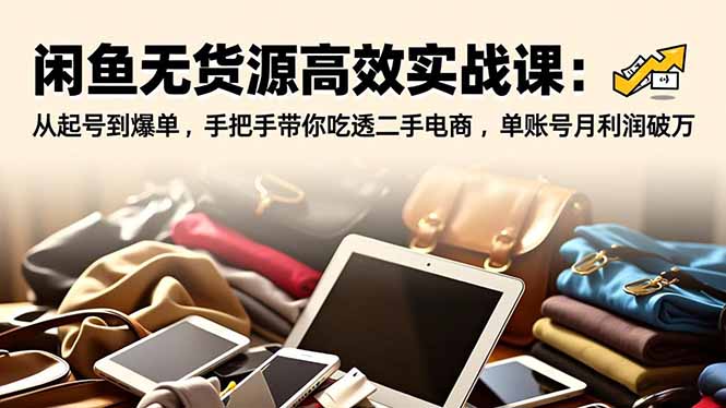 闲鱼无货源高效实战课：从起号到爆单，手把手带你吃透二手电商，单账号月利润破万-灼光资源宝库