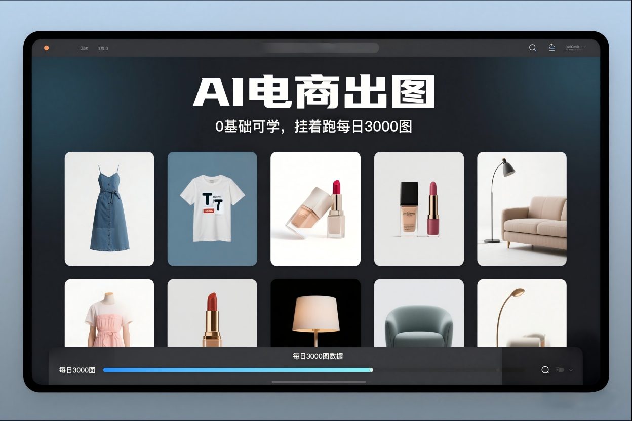 AI电商出图，0基础可学，挂着跑每日3000图-灼光资源宝库