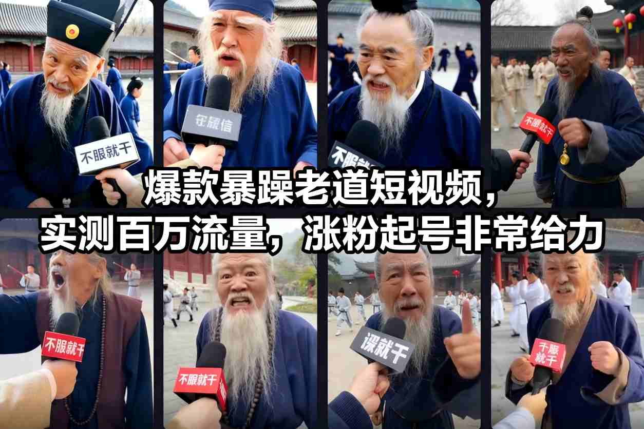 爆款暴躁老道短视频，实测百万流量，涨粉起号非常给力-灼光资源宝库