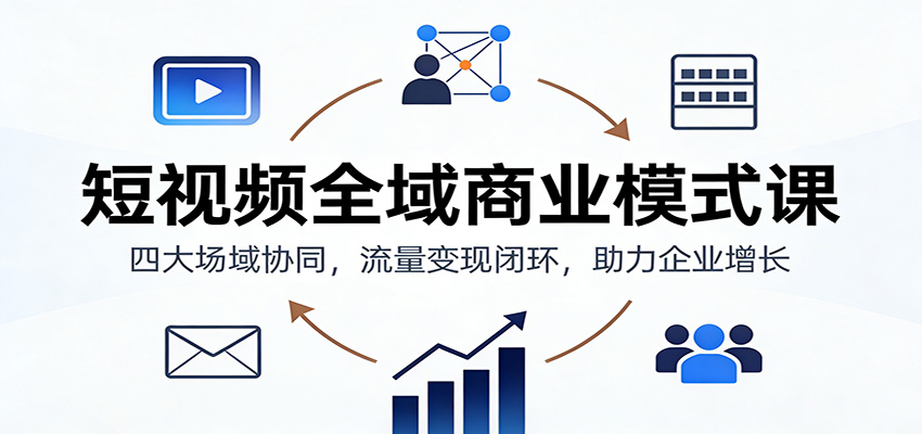 短视频全域商业模式课:四大场域协同,流量变现闭环,助力企业增长-灼光资源宝库