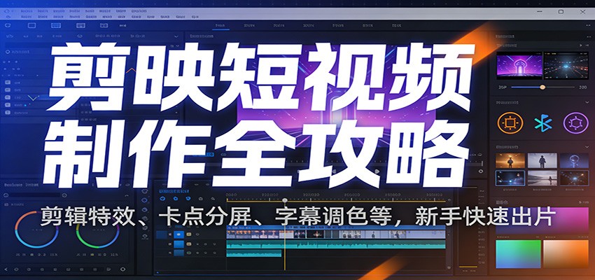 剪映短视频制作全攻略：剪辑特效、卡点分屏、字幕调色等，新手快速出片-灼光资源宝库