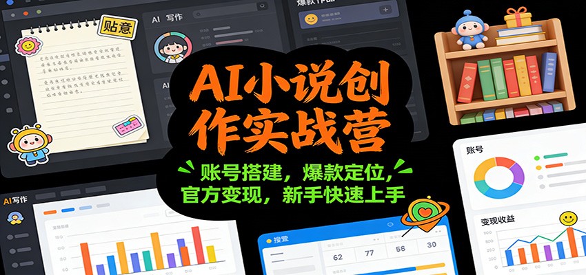 AI小说创作实战营：账号搭建，爆款定位，官方变现，新手快速上手-灼光资源宝库