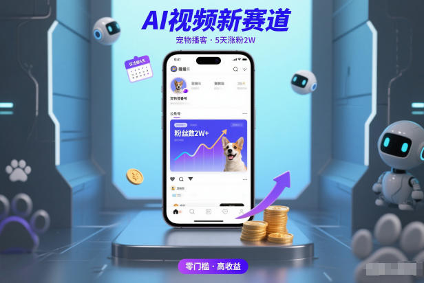 AI视频新赛道，宠物播客仅注册5天涨粉2W，收益非常可观-灼光资源宝库