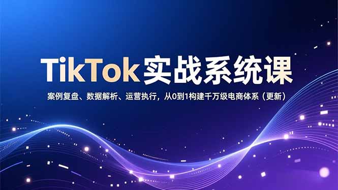 TikTok实战系统课，案例复盘、数据解析、运营执行，从0到1构建千万级电商体系(更新-灼光资源宝库