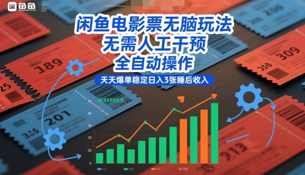 闲鱼电影票无脑玩法，无需人工干预，全自动操作，天天爆单稳定日入3张睡后收入【揭秘】-灼光资源宝库