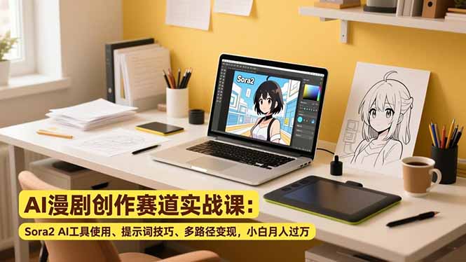 AI漫剧创作赛道实战课：Sora2 AI工具使用、提示词技巧、多路径变现，小白月入过万-灼光资源宝库