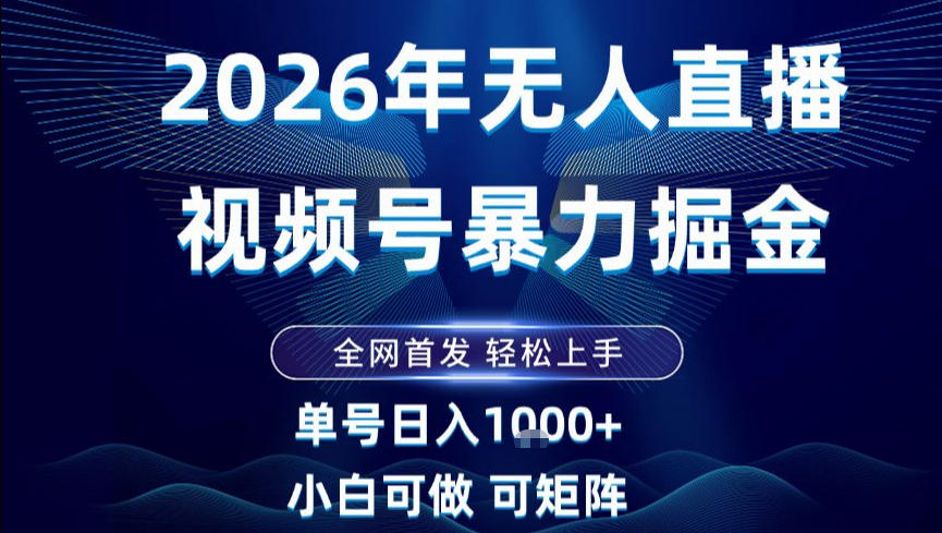 2026最新视频号无人直播掘金，全网首发，小白可以玩，长期稳定日入1k+【揭秘】-灼光资源宝库