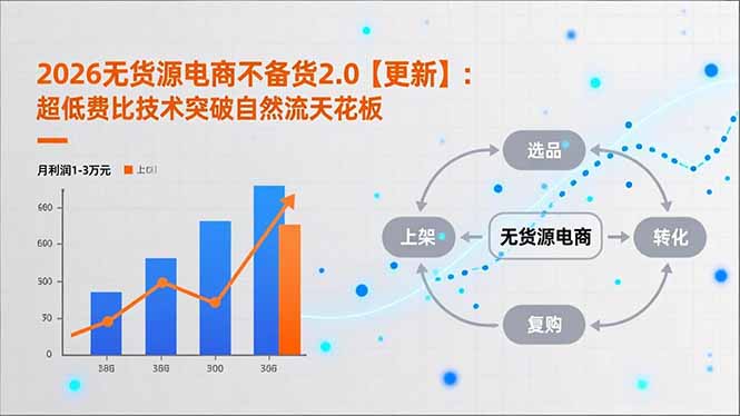 2026无货源电商不备货2.0【更新】：超低费比技术突破自然流天花板，单店月利润1-3万元-灼光资源宝库