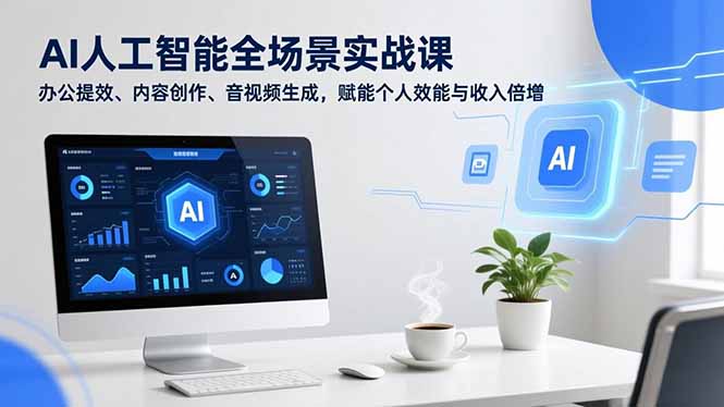 AI人工智能全场景实战课，办公提效、内容创作、音视频生成，赋能个人效能与收入倍增-灼光资源宝库
