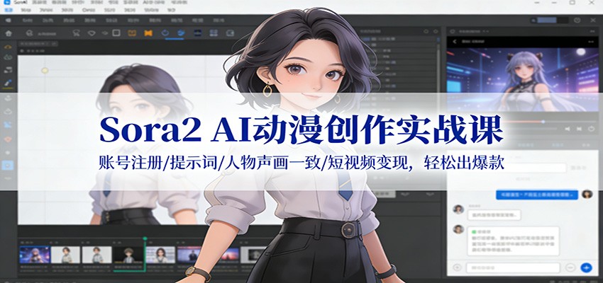 Sora2 AI动漫创作实战课：账号注册/提示词/人物声画一致/短视频变现，轻松出爆款-灼光资源宝库