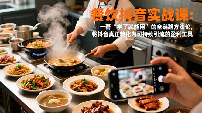餐饮抖音实战课：一套“学了就能用”的全链路方法论，将抖音真正转化为可持续引流的盈利工具-灼光资源宝库