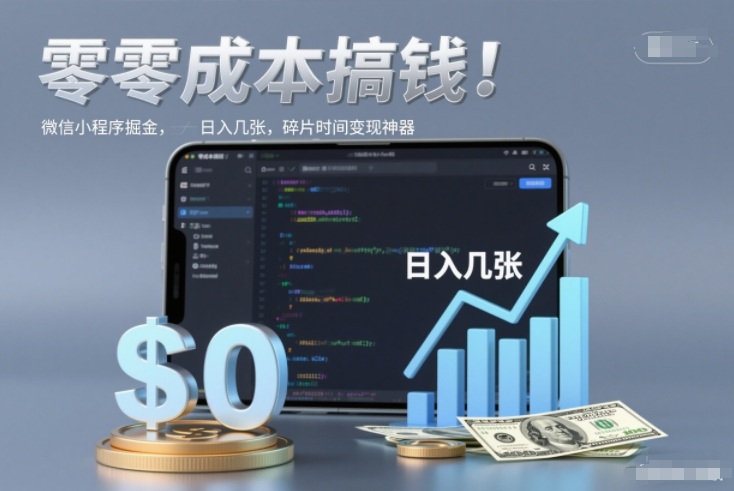 零成本搞钱，微信小程序掘金，简单易操作，日入几张，碎片时间变现神器【揭秘】-灼光资源宝库