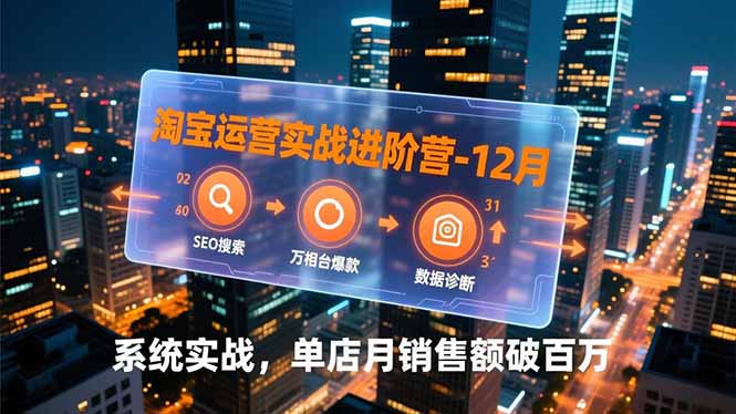 淘宝运营实战进阶营-12月:SEO搜索、万相台爆款、数据诊断,系统实战,单店月销售额破百万-灼光资源宝库