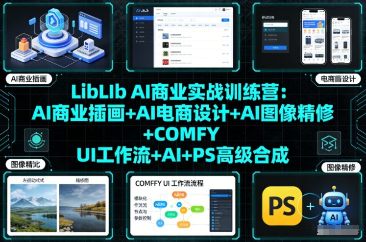 LibLIb AI商业实战训练营:AI商业插画+AI电商设计+AI图像精修+COMFY UI工作流+AI+PS高级合成-灼光资源宝库
