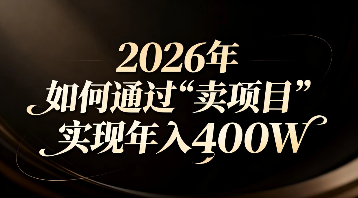 2026年如何通过“卖项目”实现年入百万-灼光资源宝库