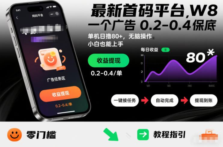 最新首码平台，一个广告 0.2-0.4 保底，单机日撸80+，可矩阵无脑操作，小白也能上手【揭秘】-灼光资源宝库