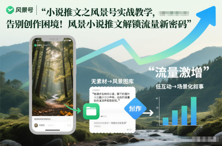 小说推文之风景号实战教学，告别创作困境！风景小说推文解锁流量新密码-灼光资源宝库