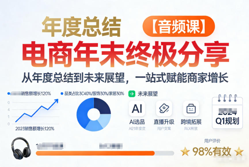 电商年未终极分享，从年度总结到未来展望，一站式赋能商家增长【音频课】-灼光资源宝库