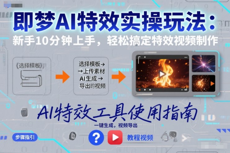 即梦AI特效实操玩法：新手10分钟上手，轻松搞定特效视频制作-灼光资源宝库