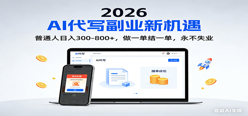 2026 副业首选！AI 代写日入 300-800，普通人0门槛，做一单结一单！-灼光资源宝库