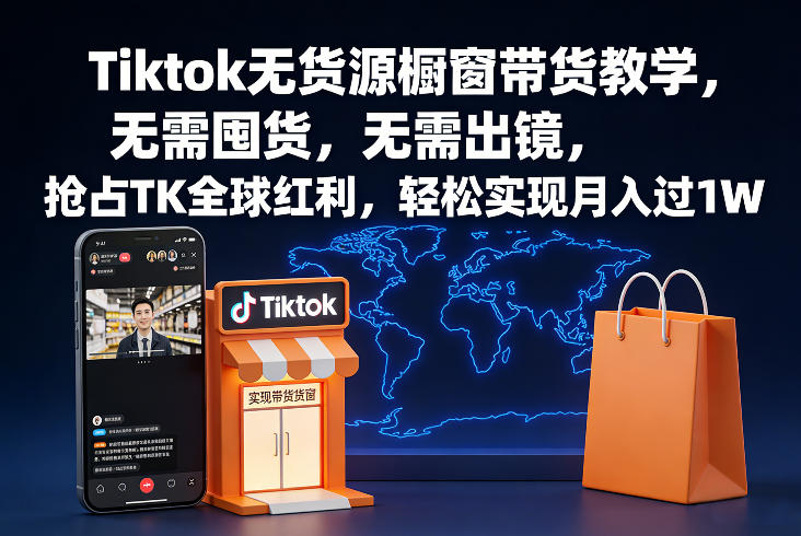 Tiktok无货源橱窗带货教学,无需囤货,无需出镜,抢占TK全球红利,轻松实现月入过1W-蘑菇资源宝库