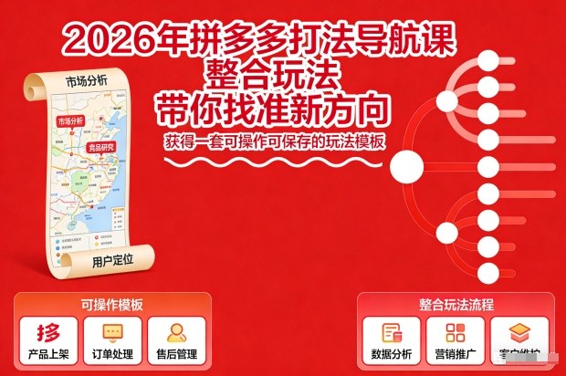 2026年拼多多打法导航课，整合玩法，带你找准新方向，获得一套可操作可保存的玩法模板-灼光资源宝库