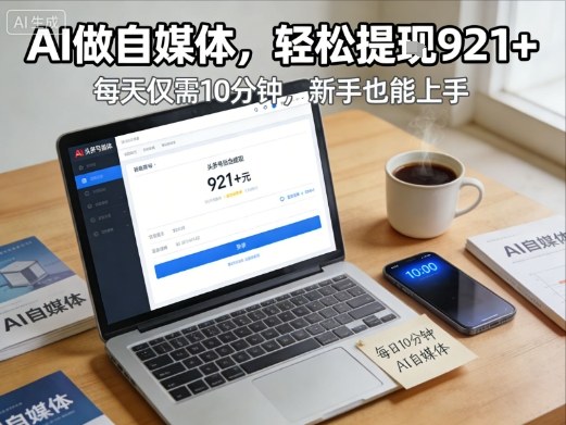每天花费10分钟，头条号收益921+，用AI做自媒并不难【附视频教程】-灼光资源宝库