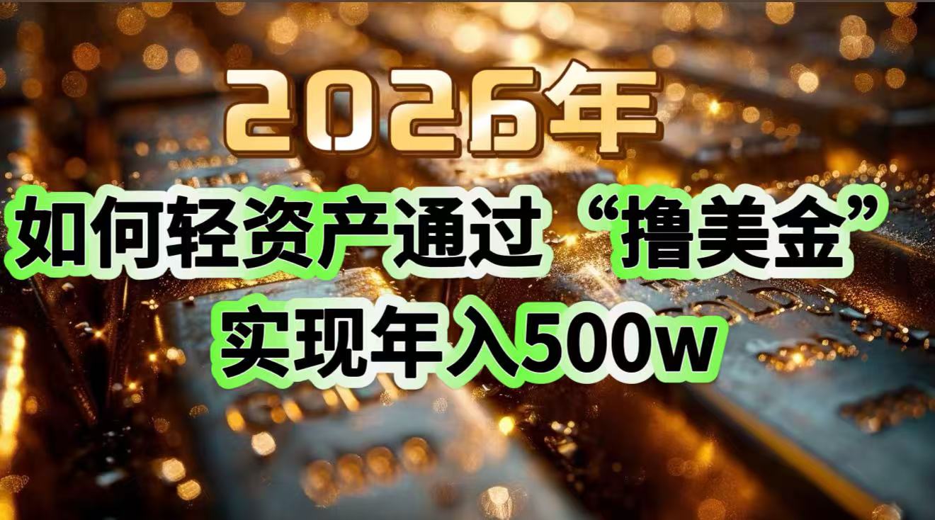 2026年如何轻资产通过“撸美金”实现年入500w-灼光资源宝库