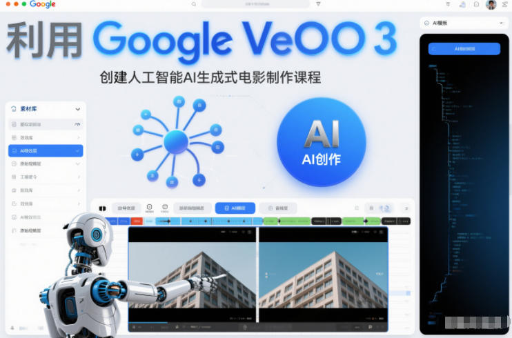 利l用Google Veo 3创建人工智能AI生成式电影制作课程，使用人工智能的力量创建令人惊叹的视频-灼光资源宝库