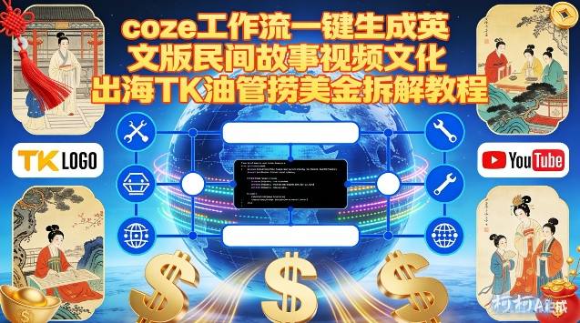Coze扣子工作流一键生成英文版民间故事视频，文化出海TK油管捞美金拆解教程-灼光资源宝库