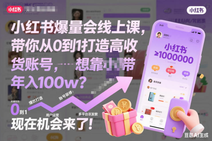 小红书爆量会线上课，带你从0到1打造高收益带货账号，想靠小红书带货年入100w？现在机会来了！(更新)-蘑菇资源宝库