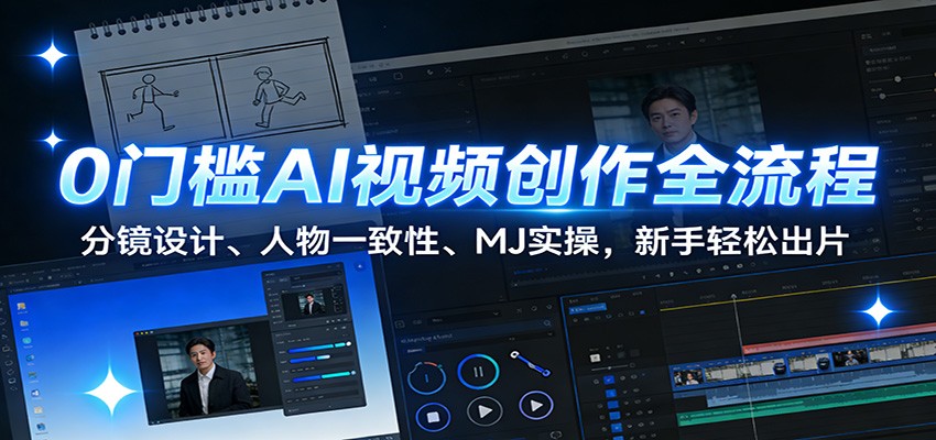 0门槛AI视频创作全流程：分镜设计、人物一致性、MJ实操，新手轻松出片-灼光资源宝库