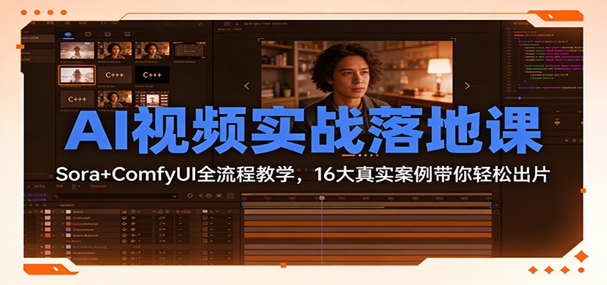 AI视频实战落地课：Sora+ComfyUI全流程教学，16大真实案例带你轻松出片-灼光资源宝库