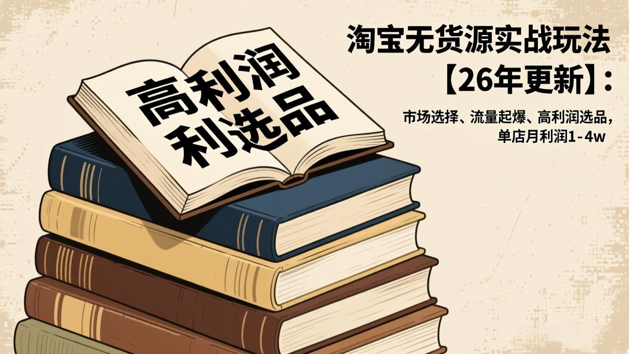 淘宝无货源实战玩法【26年更新】：市场选择、流量起爆、高利润选品，单店月利润1-4w-灼光资源宝库