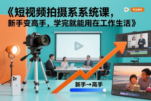 短视频拍摄系统课,新手变高手,学完就能用在工作生活-灼光资源宝库