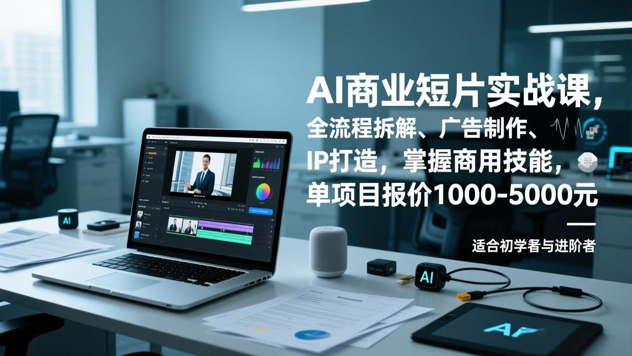 AI商业短片实战课，全流程拆解、广告制作、IP打造，掌握商用技能，单项目报价1000-5000元-灼光资源宝库