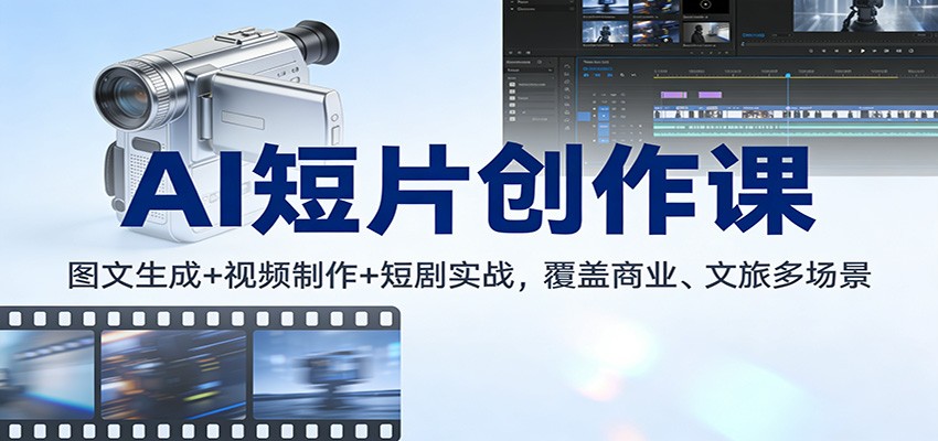 AI短片创作课：图文生成+ 视频制作+短剧实战，覆盖商业、 文旅多场景-灼光资源宝库