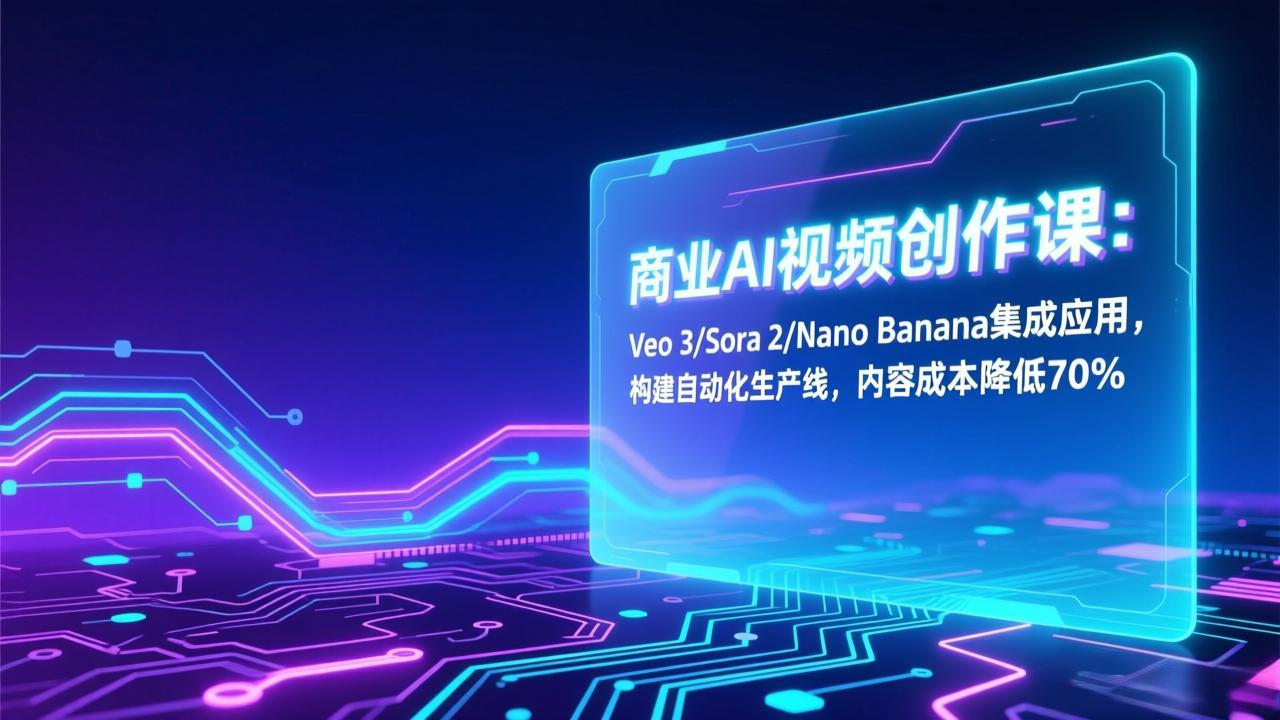 商业AI视频创作课：Veo 3/Sora 2/Nano Banana集成应用，构建自动化生产线，内容成本降低70%-灼光资源宝库